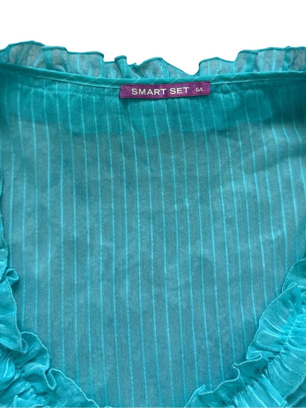 Smart Set Turquoise Ruffle Short-Sleeve Blouse - Picture 5 of 7